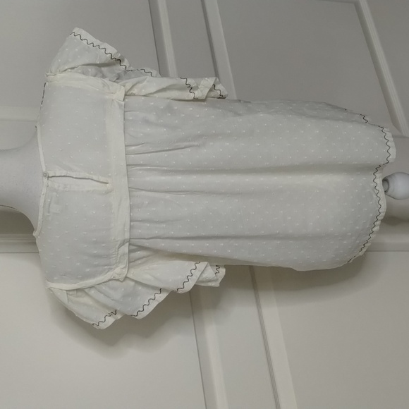 Max Studio size Large cream Swiss Dot embroidered ruffle sleeve boho blouse - Picture 5 of 10